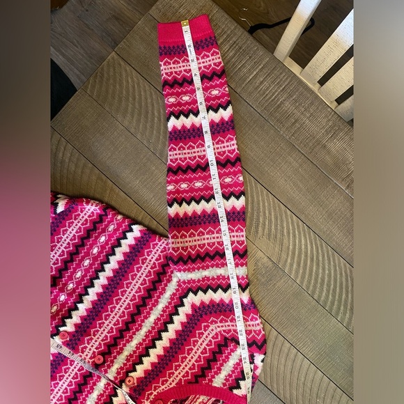 Talbots pink Fair Isle Nordic wool blend sweater cardigan - Picture 7 of 7